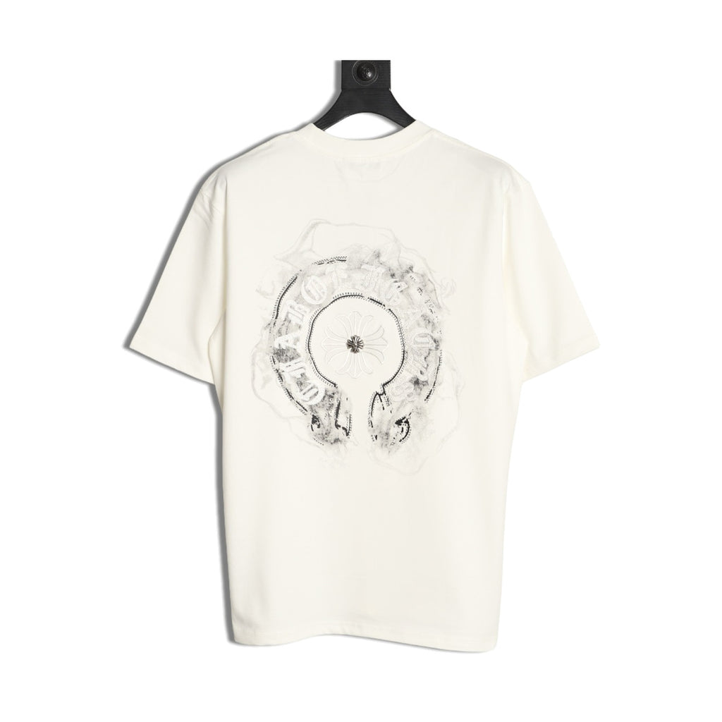 Chrome Hearts white distressed horseshoe T-shirt back