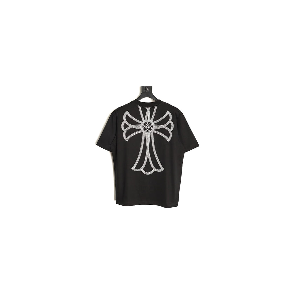 Chrome Hearts black oversized cross embroidered T-shirt back