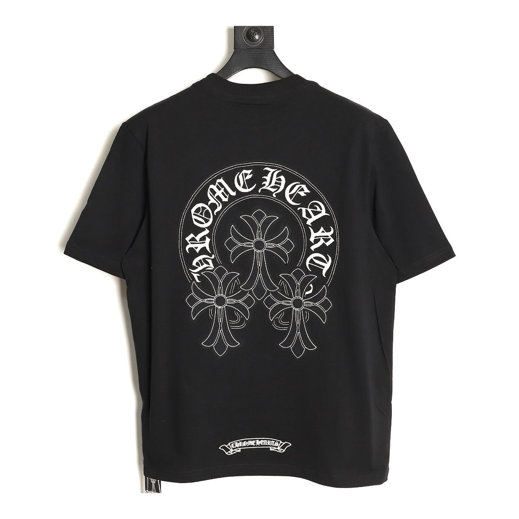 Chrome Hearts black horseshoe triple cross T-shirt back