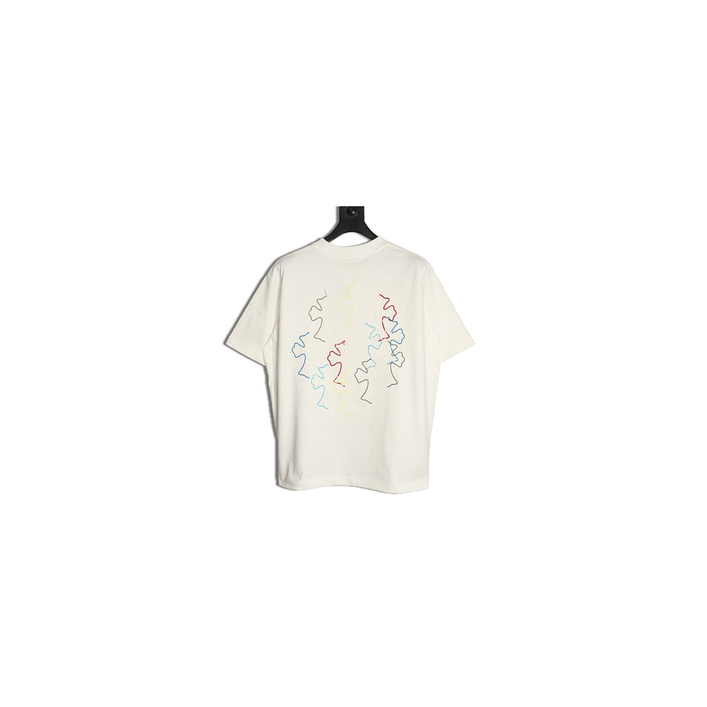 Chrome Hearts cream multicolor cross embroidered T-shirt back