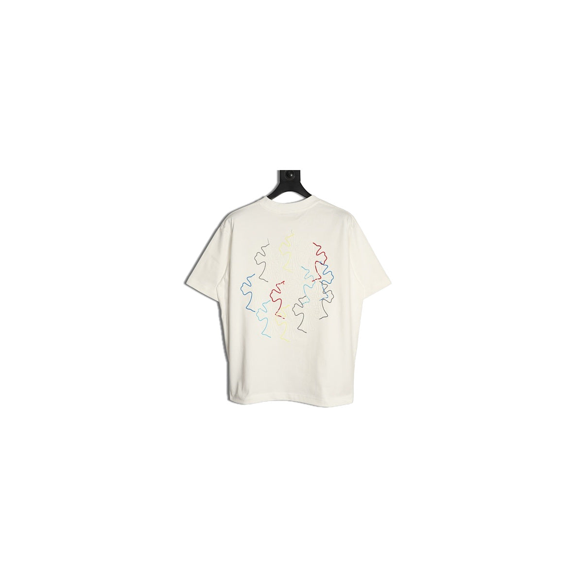 Chrome Hearts cream multicolor cross embroidered T-shirt back