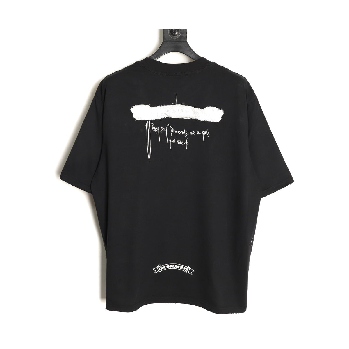 Chrome Hearts black distressed three-cross T-shirt back