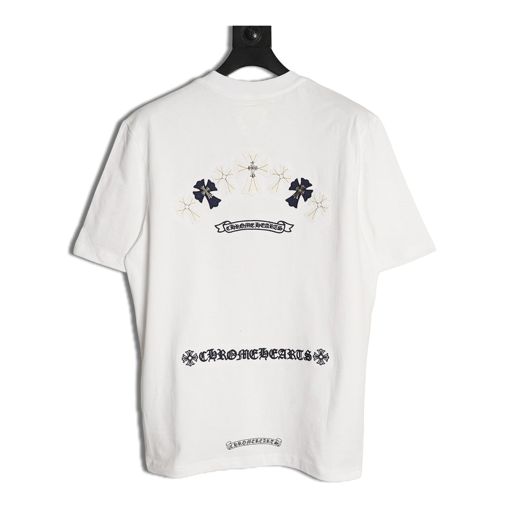 Chrome Hearts white cross arc script T-shirt back