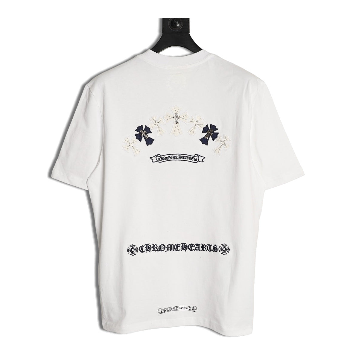 Chrome Hearts white cross arc script T-shirt back