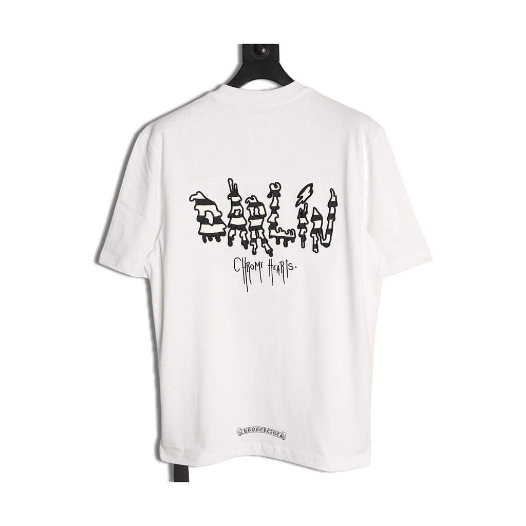 Chrome Hearts white front and back embroidered T-shirt back view