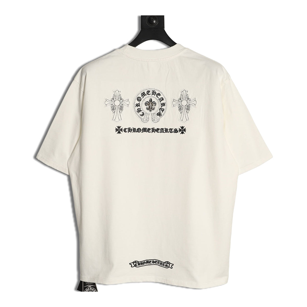 Chrome Hearts cream horseshoe fleur-de-lis embroidered T-shirt back