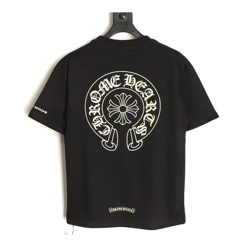 Chrome Hearts black golden Horseshoe pocket T-shirt back
