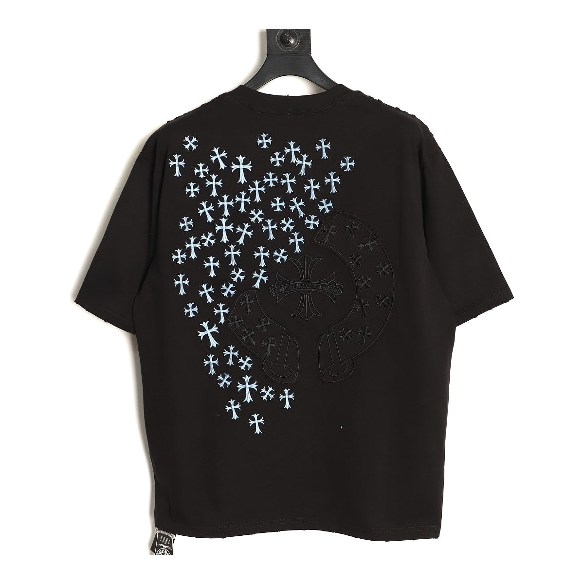 Chrome Hearts black fragmented horseshoe cross applique T-shirt back