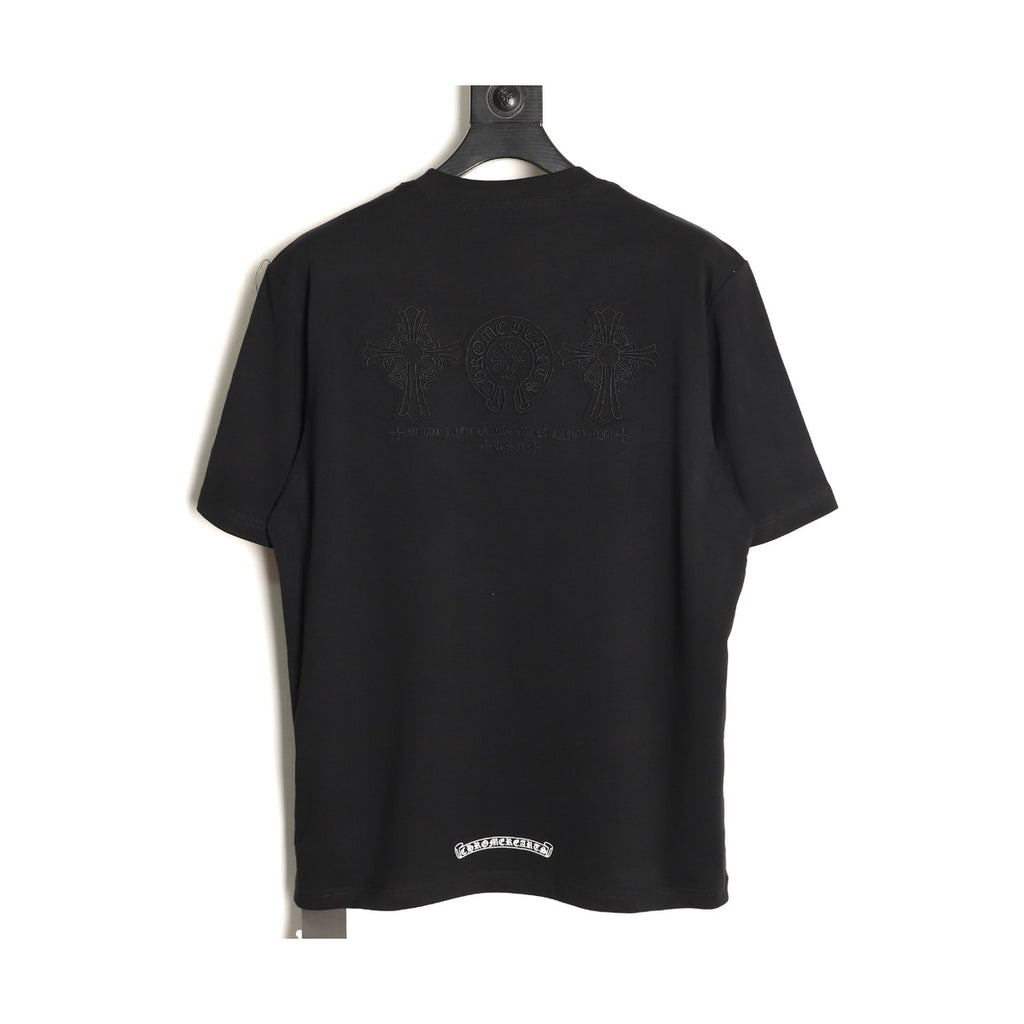 Chrome Hearts black tonal horseshoe embroidered T-shirt back view