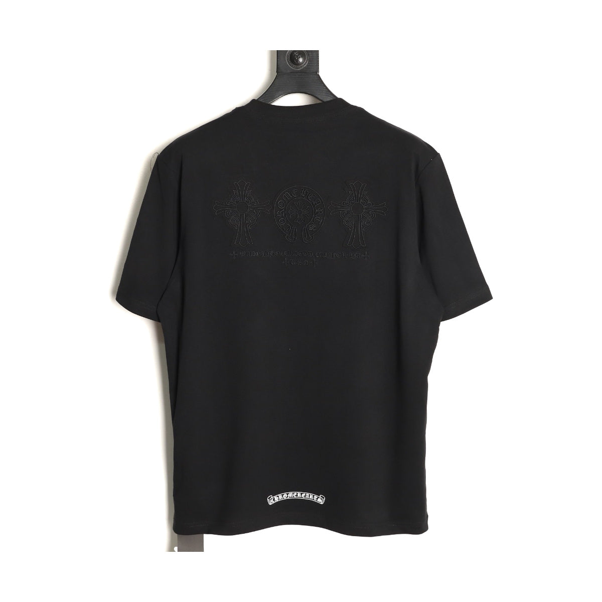 Chrome Hearts black tonal horseshoe embroidered T-shirt back view