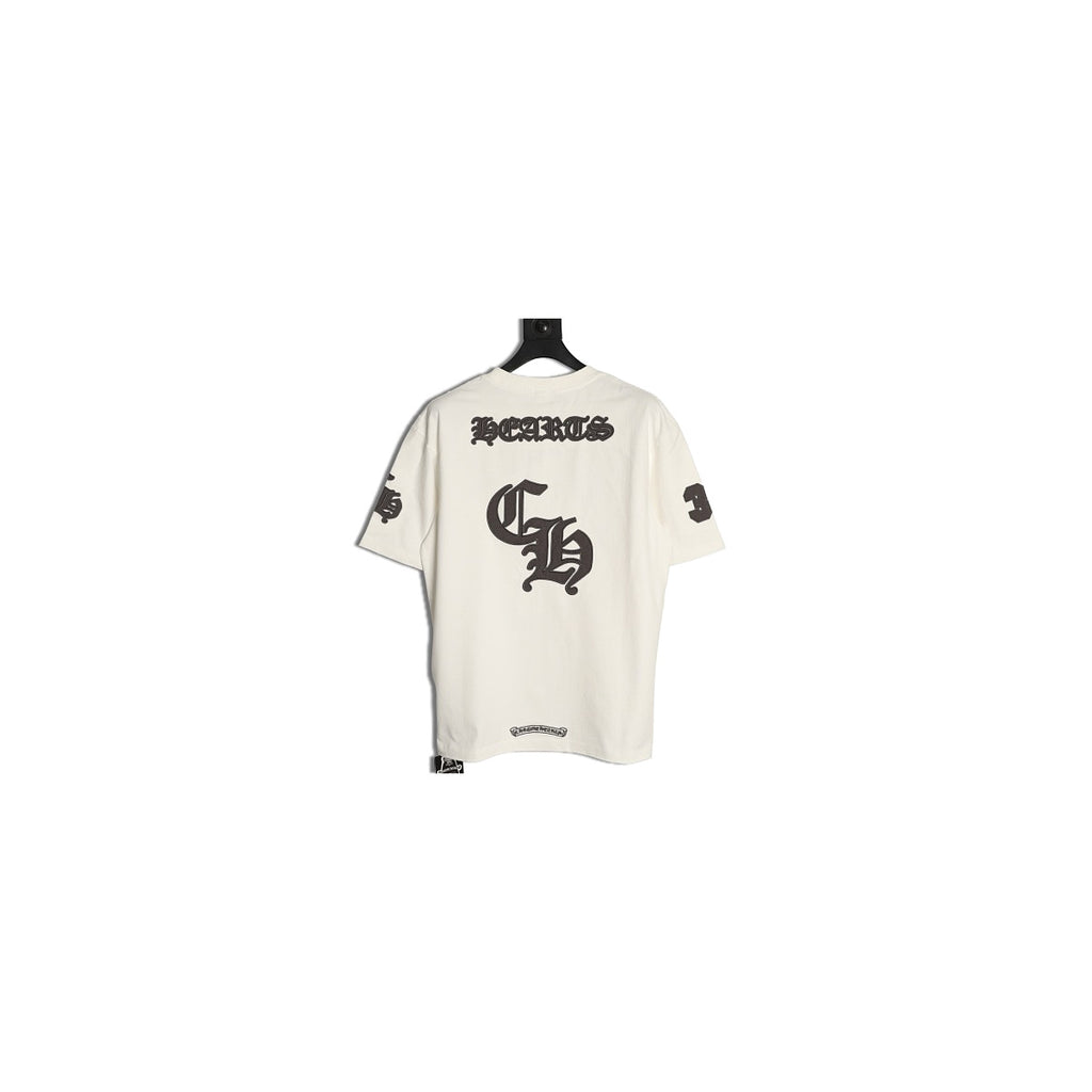 Chrome Hearts cream Gothic letter applique T-shirt back