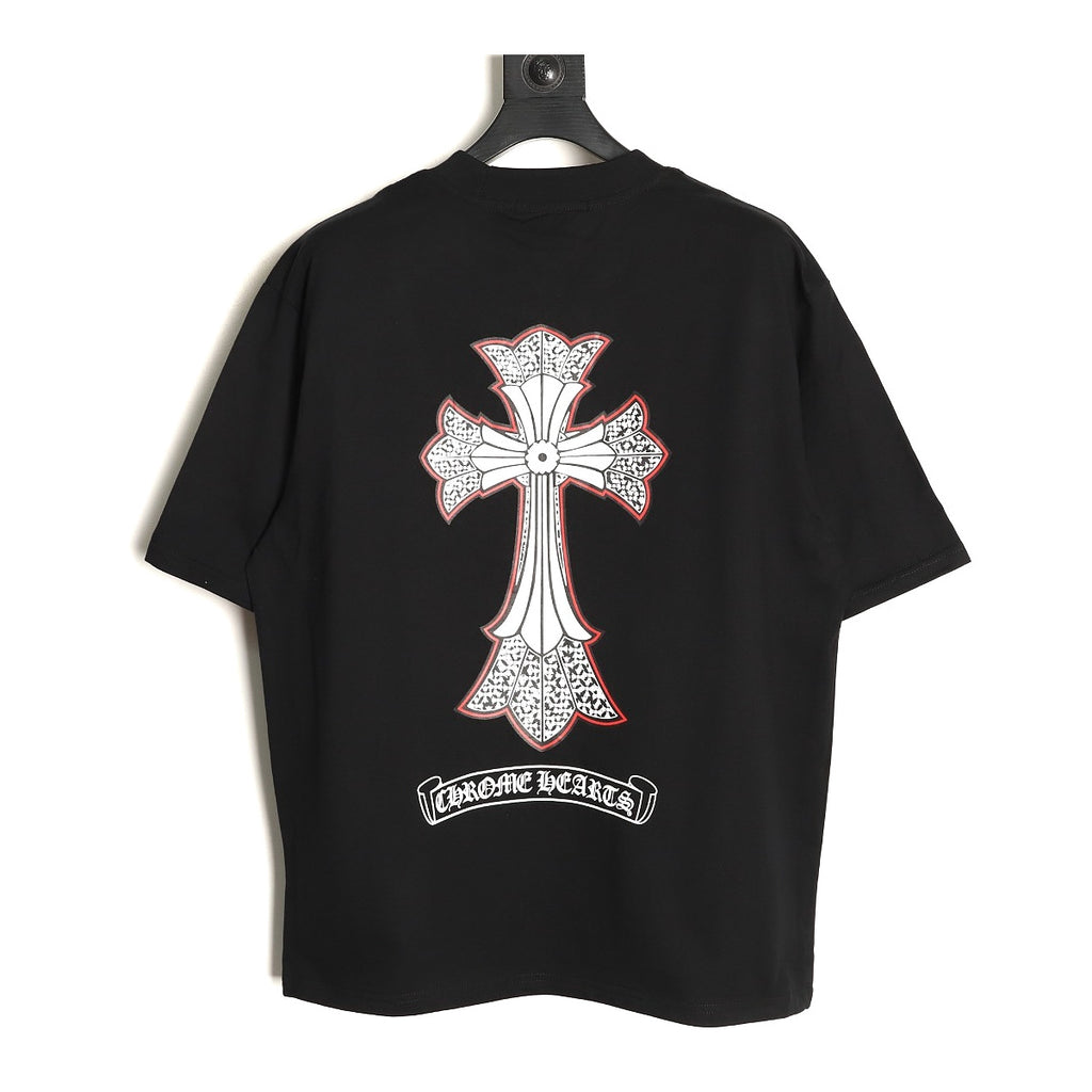Chrome Hearts black ornate Cross pocket T-shirt back