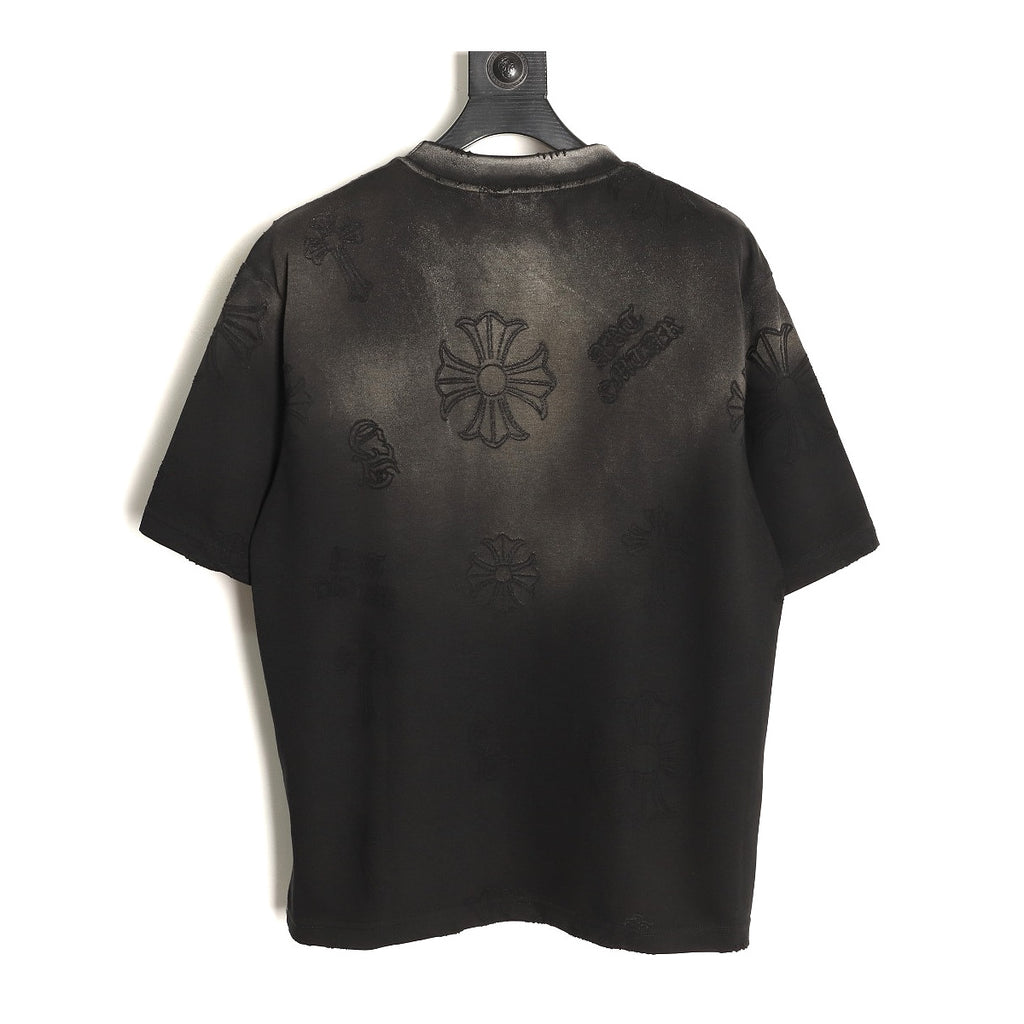 Chrome Hearts black charcoal gradient laser-burn T-shirt back