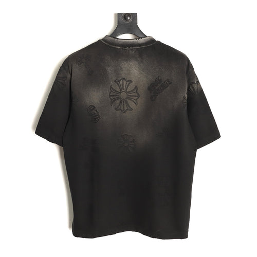 Chrome Hearts black charcoal gradient laser-burn T-shirt back