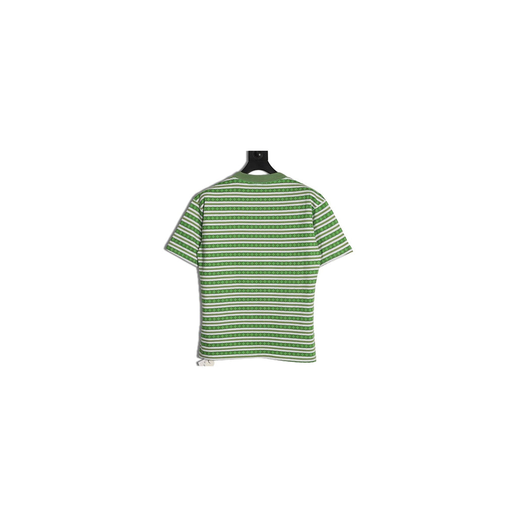 Chrome Hearts green and white monogram stripe T-shirt back