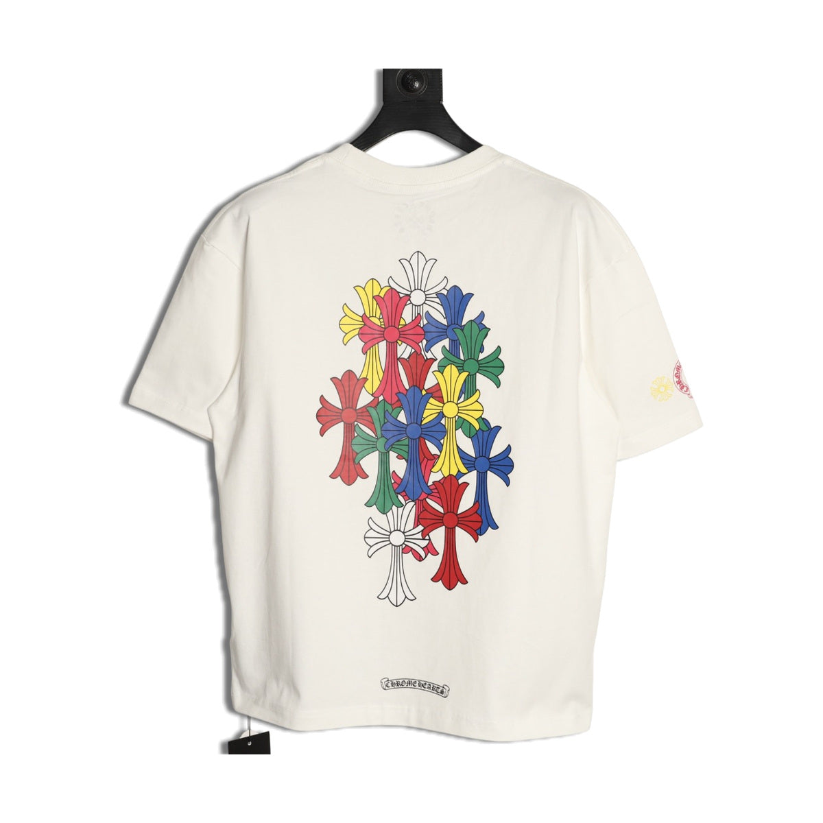 Chrome Hearts cream multicolor floral cross T-shirt back