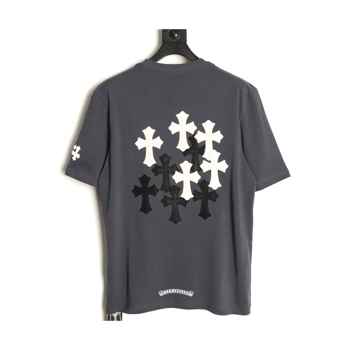 Chrome Hearts charcoal mixed cross applique T-shirt back view