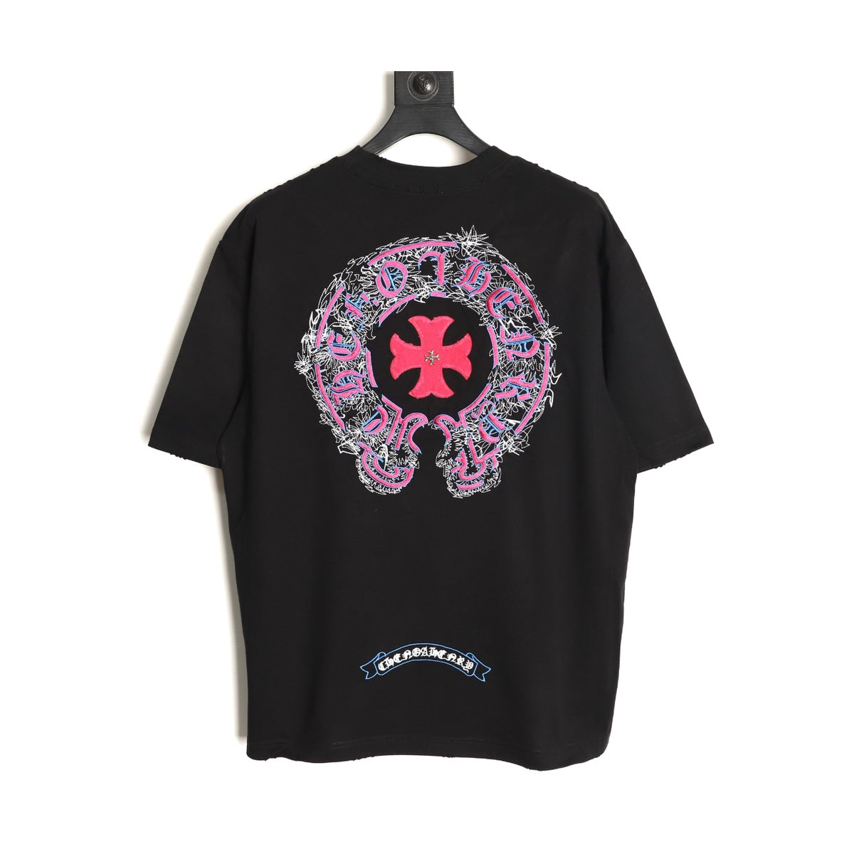 Chrome Hearts black multicolor horseshoe cross applique T-shirt back