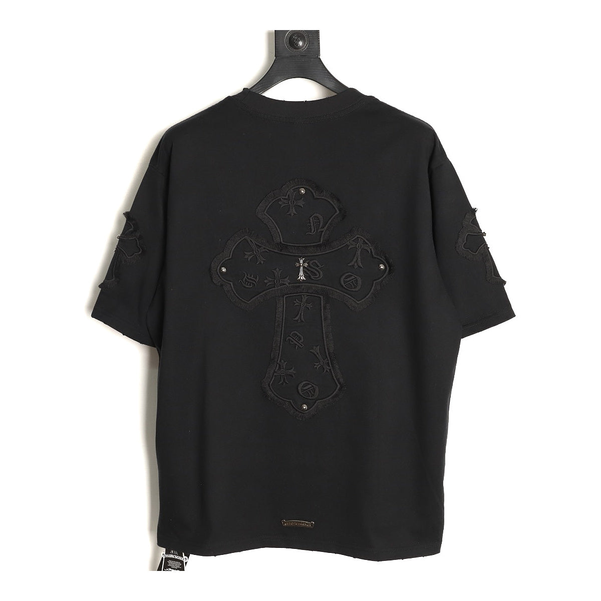 Chrome Hearts black fringed cross applique T-shirt back