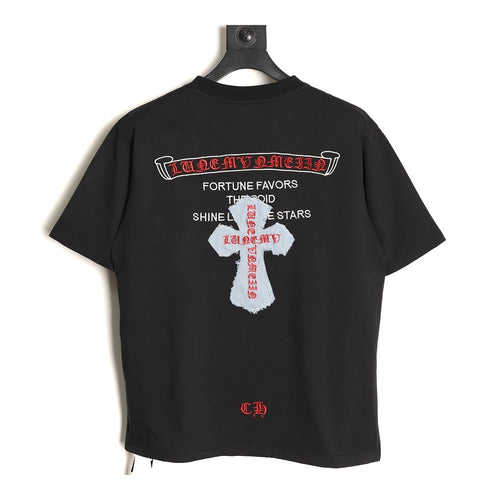 Chrome Hearts black denim Cross applique T-shirt back