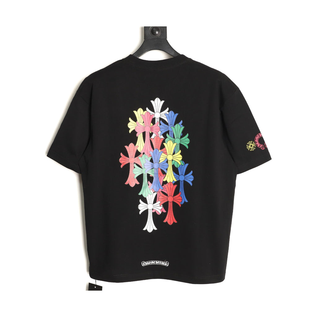 Chrome Hearts black multicolor floral cross T-shirt back