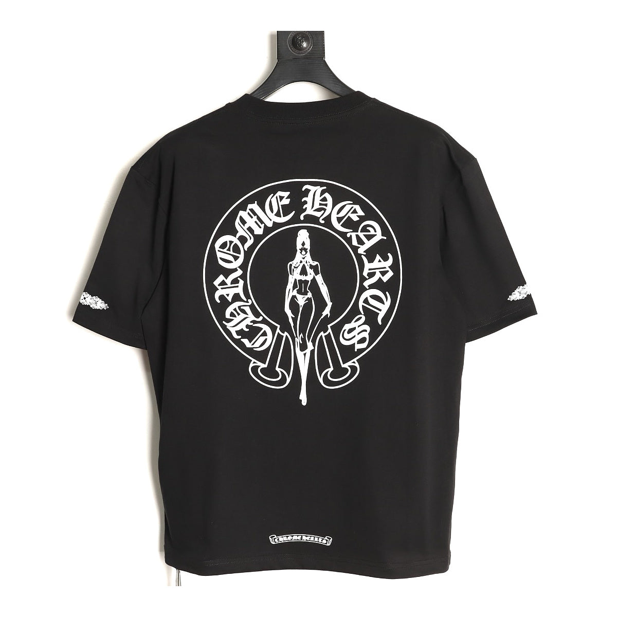 Chrome Hearts black Deadly Doll horseshoe T-shirt back