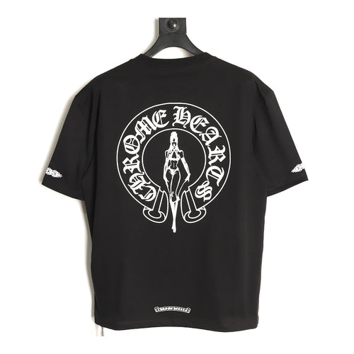 Chrome Hearts black Deadly Doll horseshoe T-shirt back