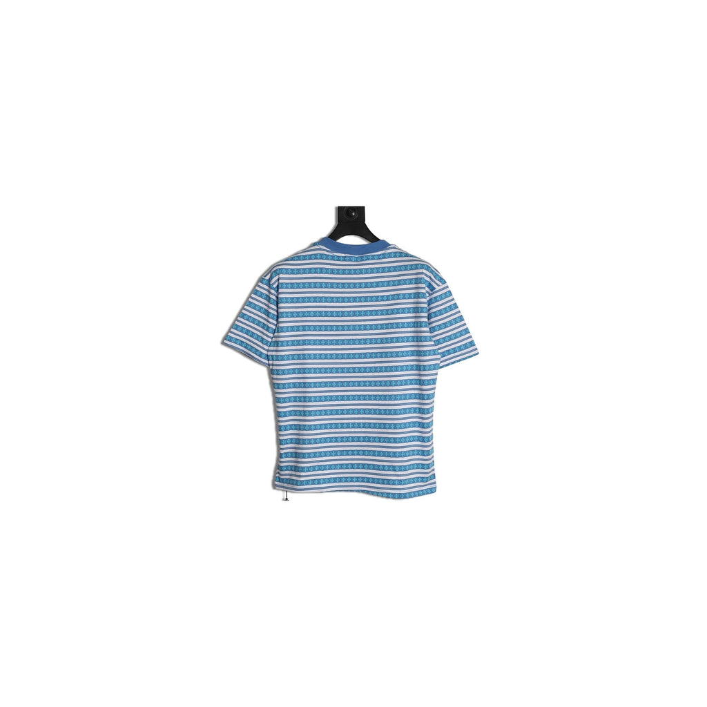 Chrome Hearts blue and white monogram stripe T-shirt back