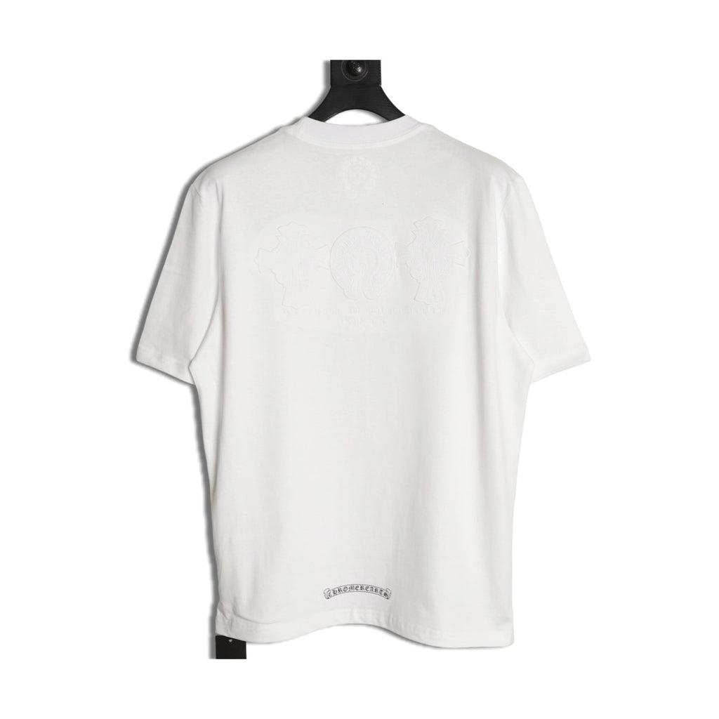 Chrome Hearts white tonal horseshoe embroidered T-shirt back view