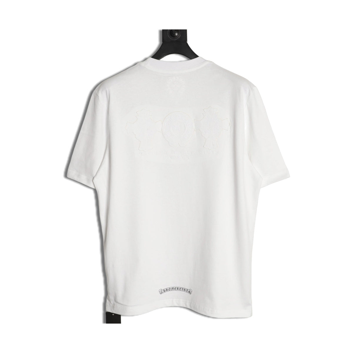 Chrome Hearts white tonal horseshoe embroidered T-shirt back view