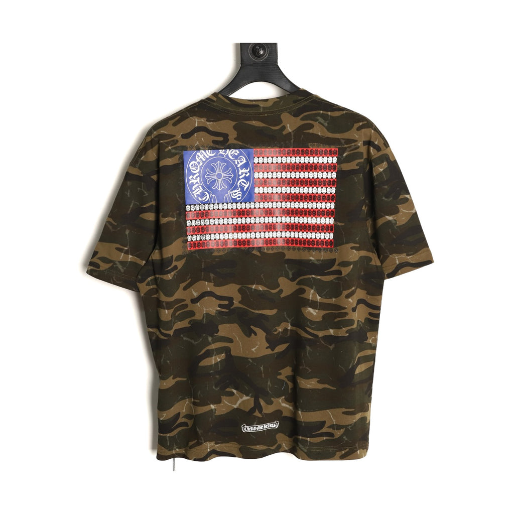Chrome Hearts woodland camouflage flag graphic T-shirt back