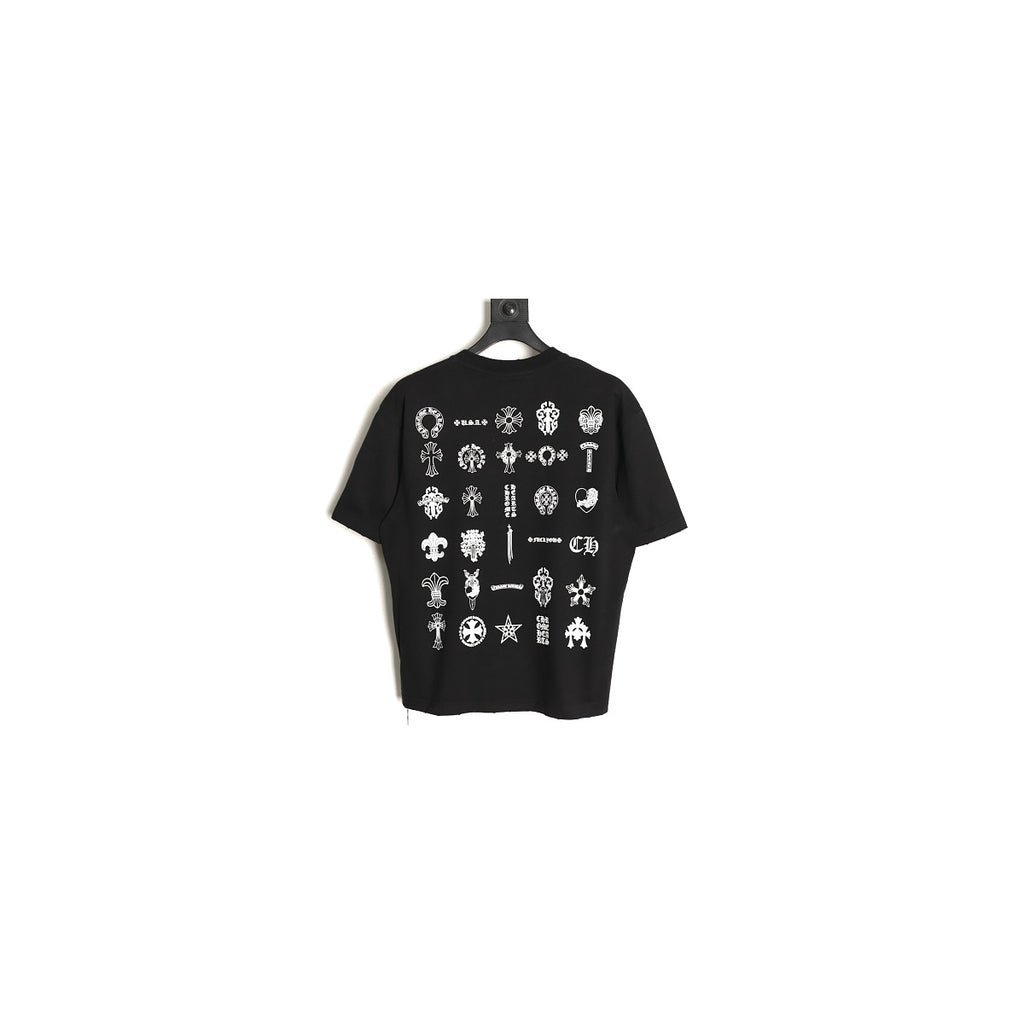Chrome Hearts black multi-emblem graphic T-shirt back