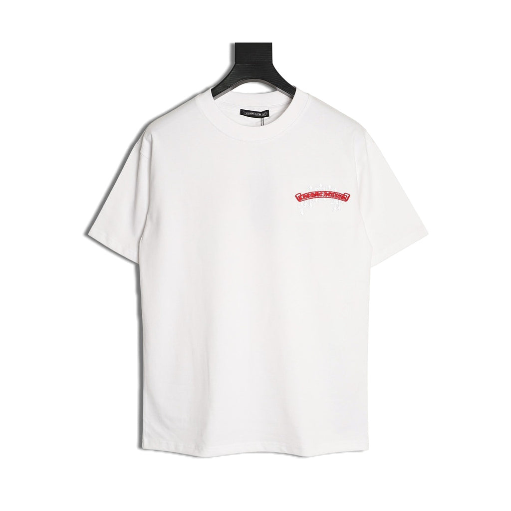 Chrome Hearts white embroidered banner cross T-shirt back