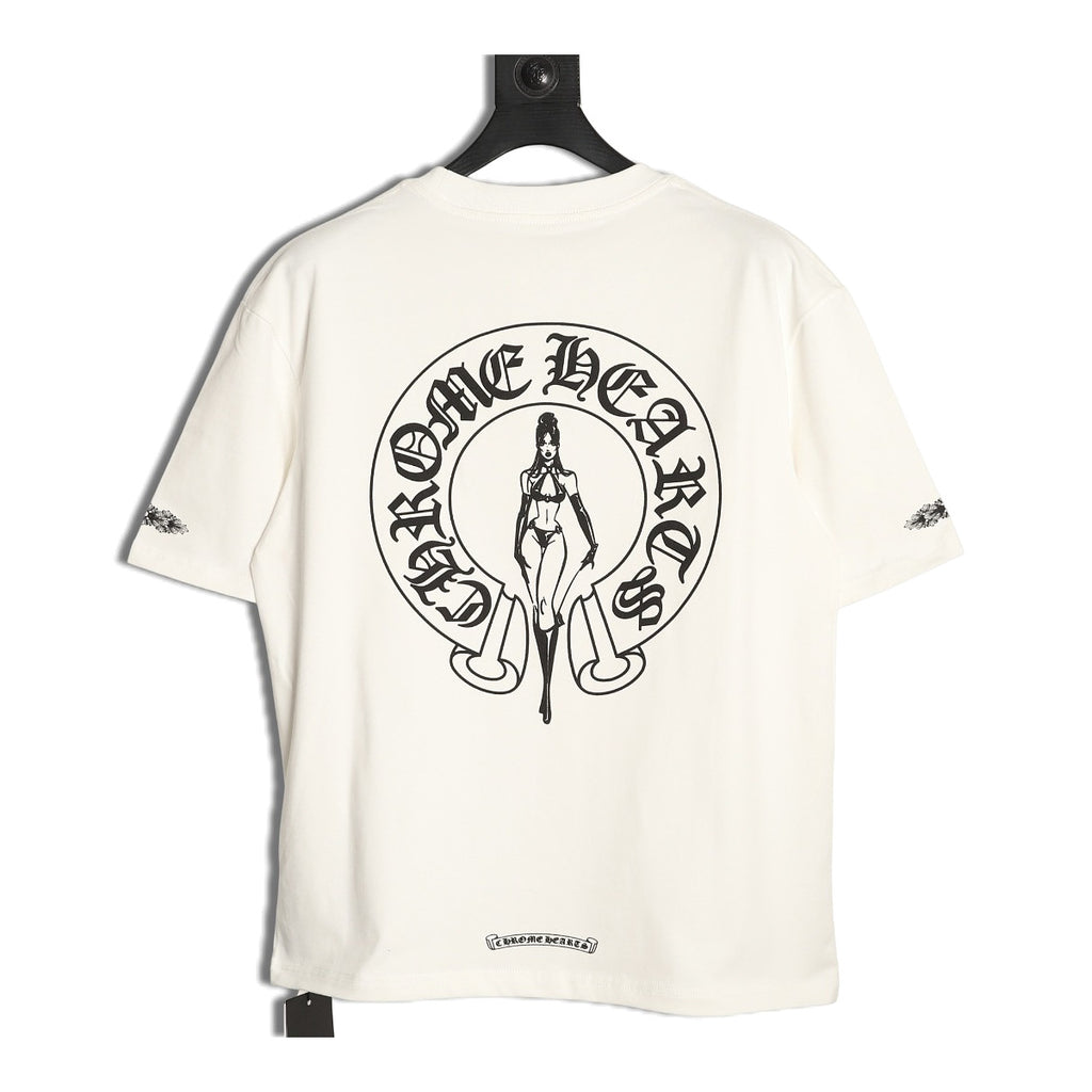 Chrome Hearts cream Deadly Doll horseshoe T-shirt back