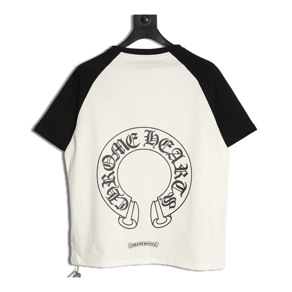 Chrome Hearts white and black Horseshoe raglan T-shirt back