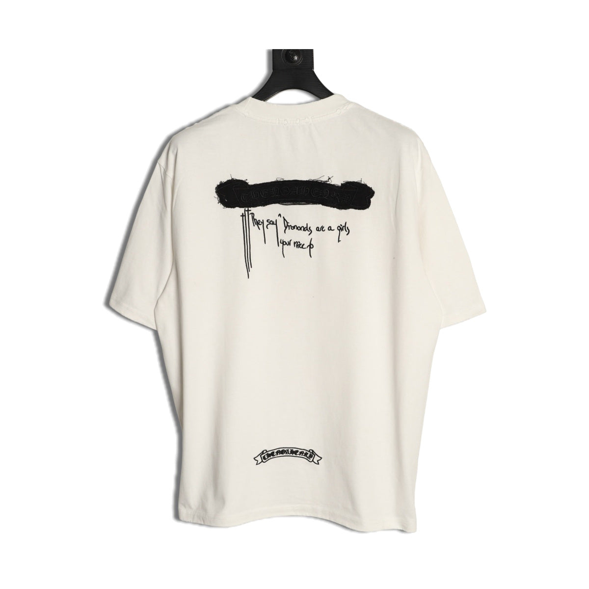 Chrome Hearts white distressed three-cross T-shirt back