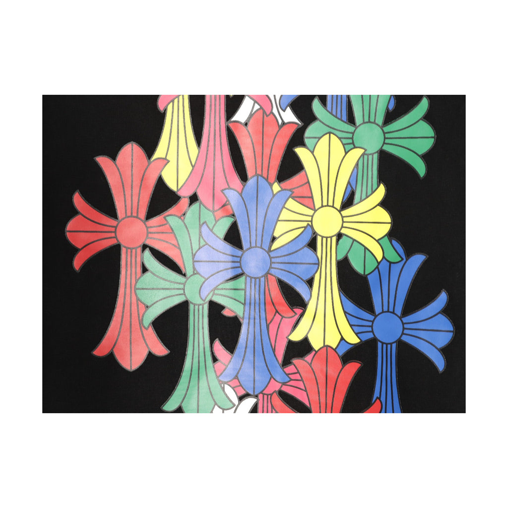 Chrome Hearts black multicolor floral cross print detail