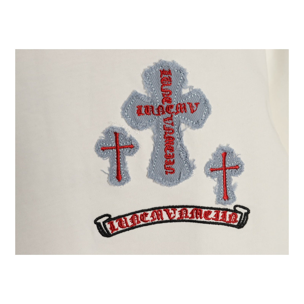 Chrome Hearts denim Cross chest applique detail