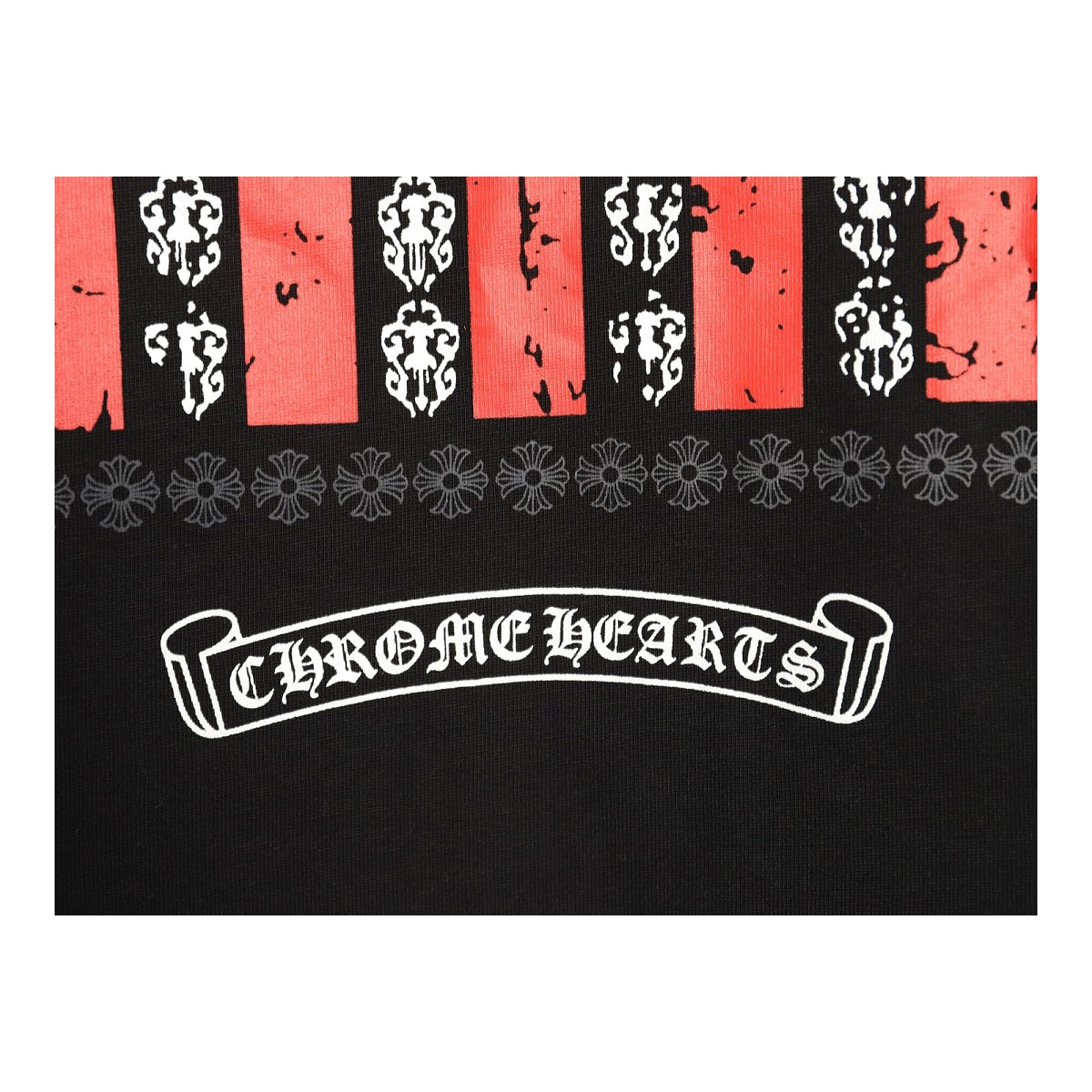 Chrome Hearts USA Flag back print detail on black