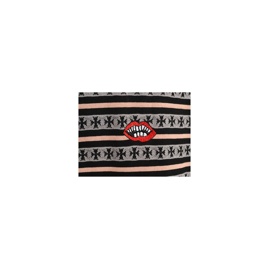 Chrome Hearts red lips chest embroidery detail