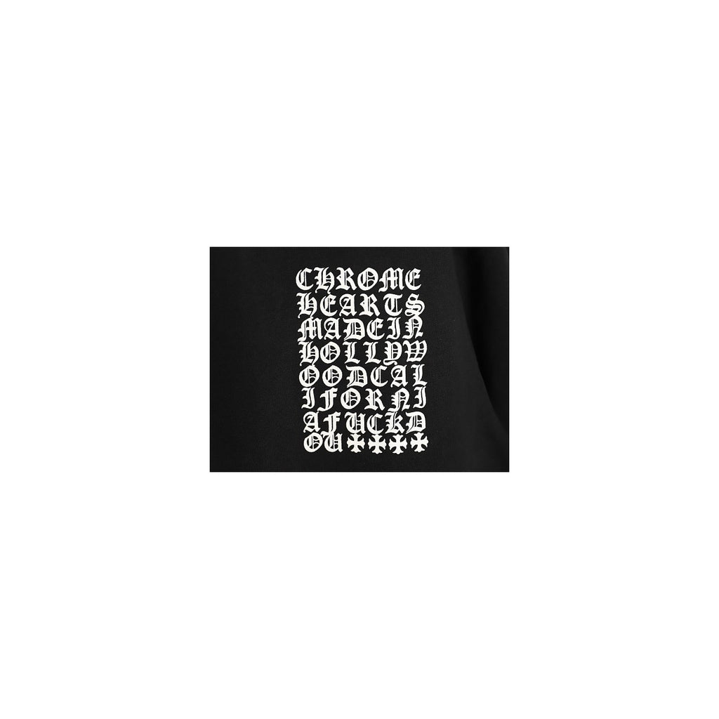 Chrome Hearts Gothic alphabet chest graphic detail on black