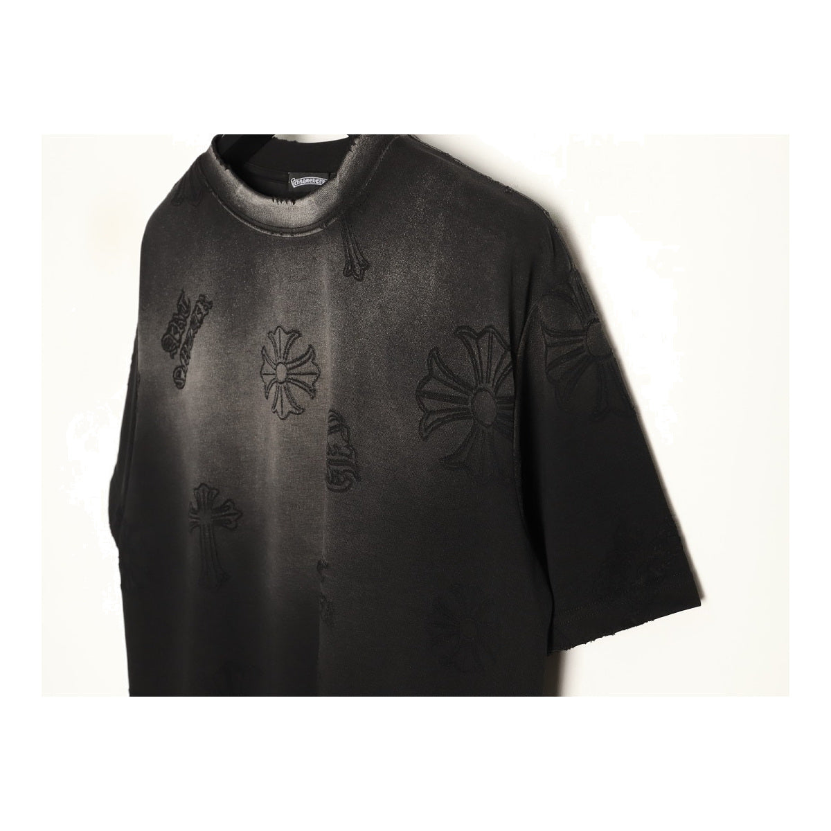 Chrome Hearts allover cross laser-burn detail on black