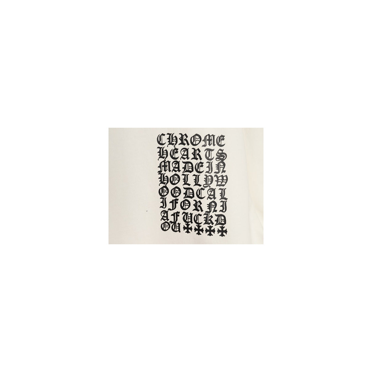 Chrome Hearts Gothic alphabet chest graphic detail
