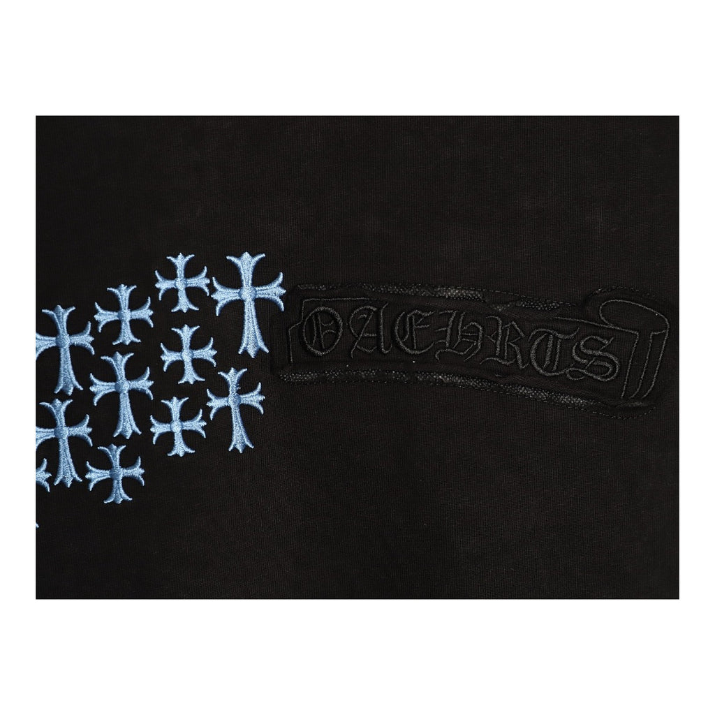 Chrome Hearts ice blue cross chest applique detail