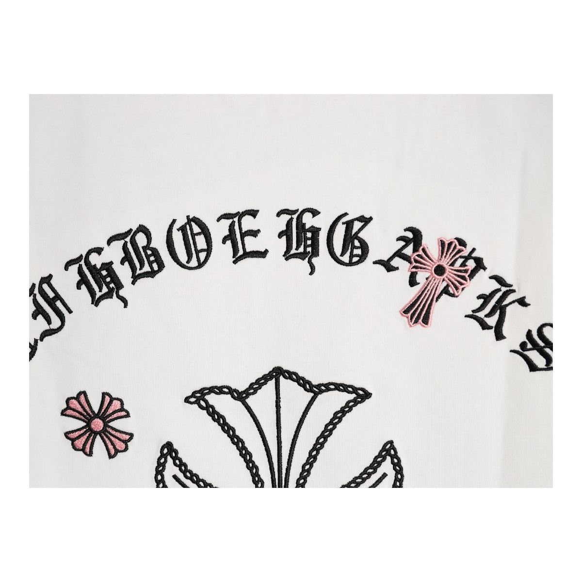 Chrome Hearts Sanskrit lettering embroidery detail