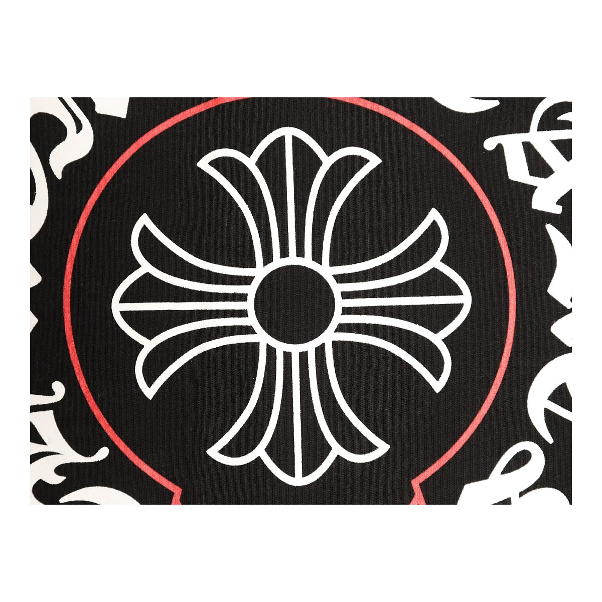 Chrome Hearts multicolor cross print detail on black