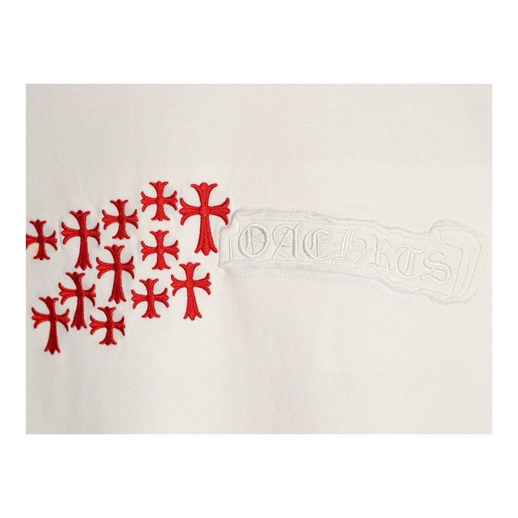 Chrome Hearts red cross chest applique detail