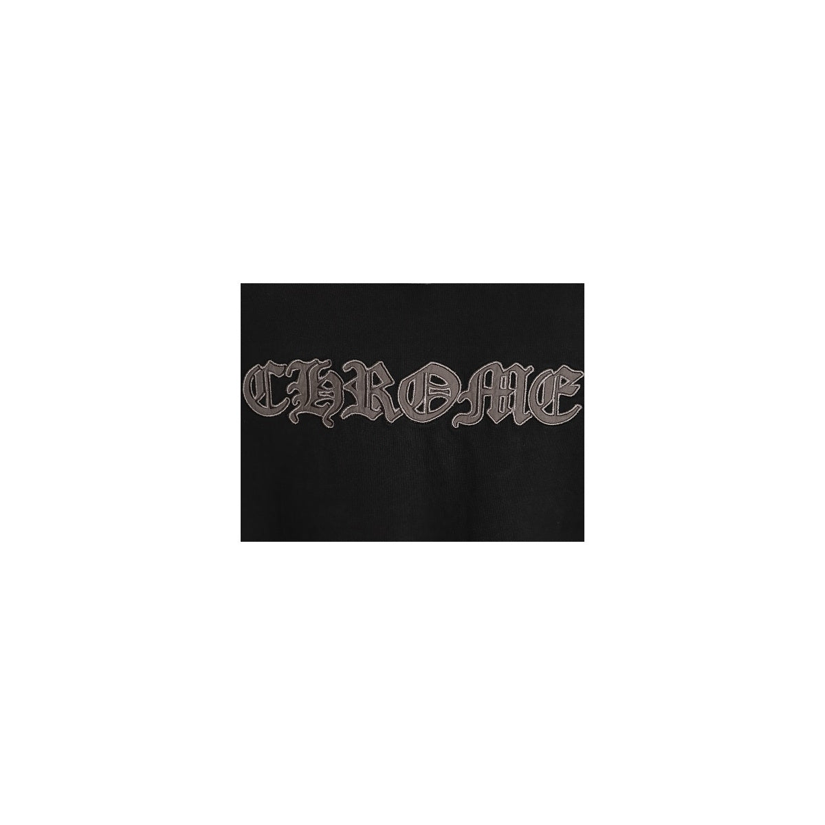 Chrome Hearts charcoal Gothic chest lettering applique detail