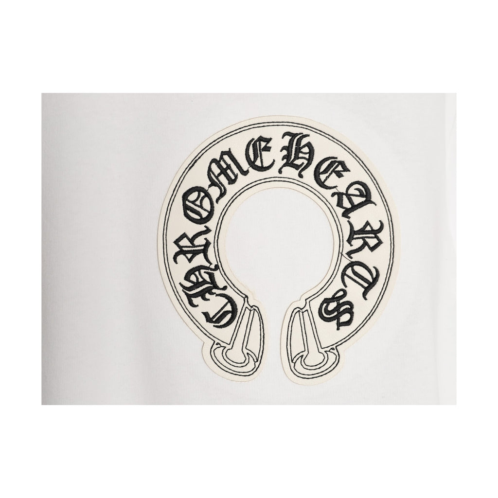Chrome Hearts embroidered horseshoe chest emblem detail on white