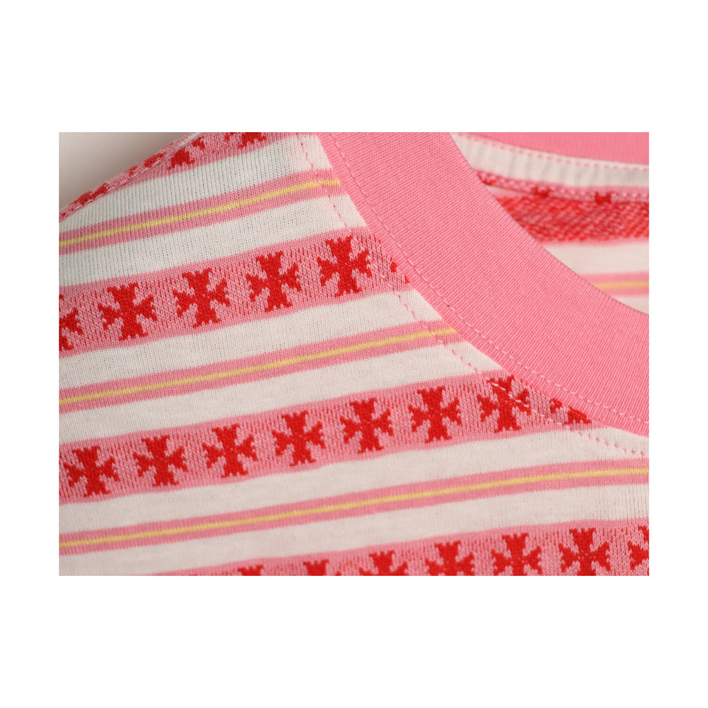 Chrome Hearts pink ribbed collar and jacquard knit texture detail